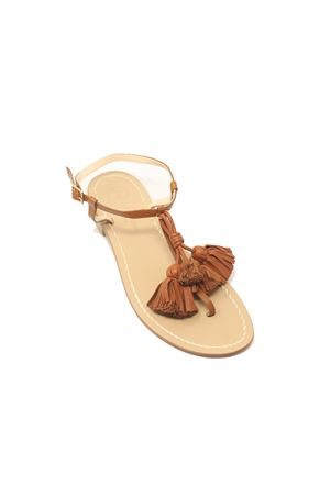 Flip flop leather sandals with tassels Da Costanzo | NAPPINEGRCUOIOCUOIO